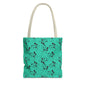 Turquoise Floral Swirl Tote Bag – All-Over Print Stylish Shopping Bag