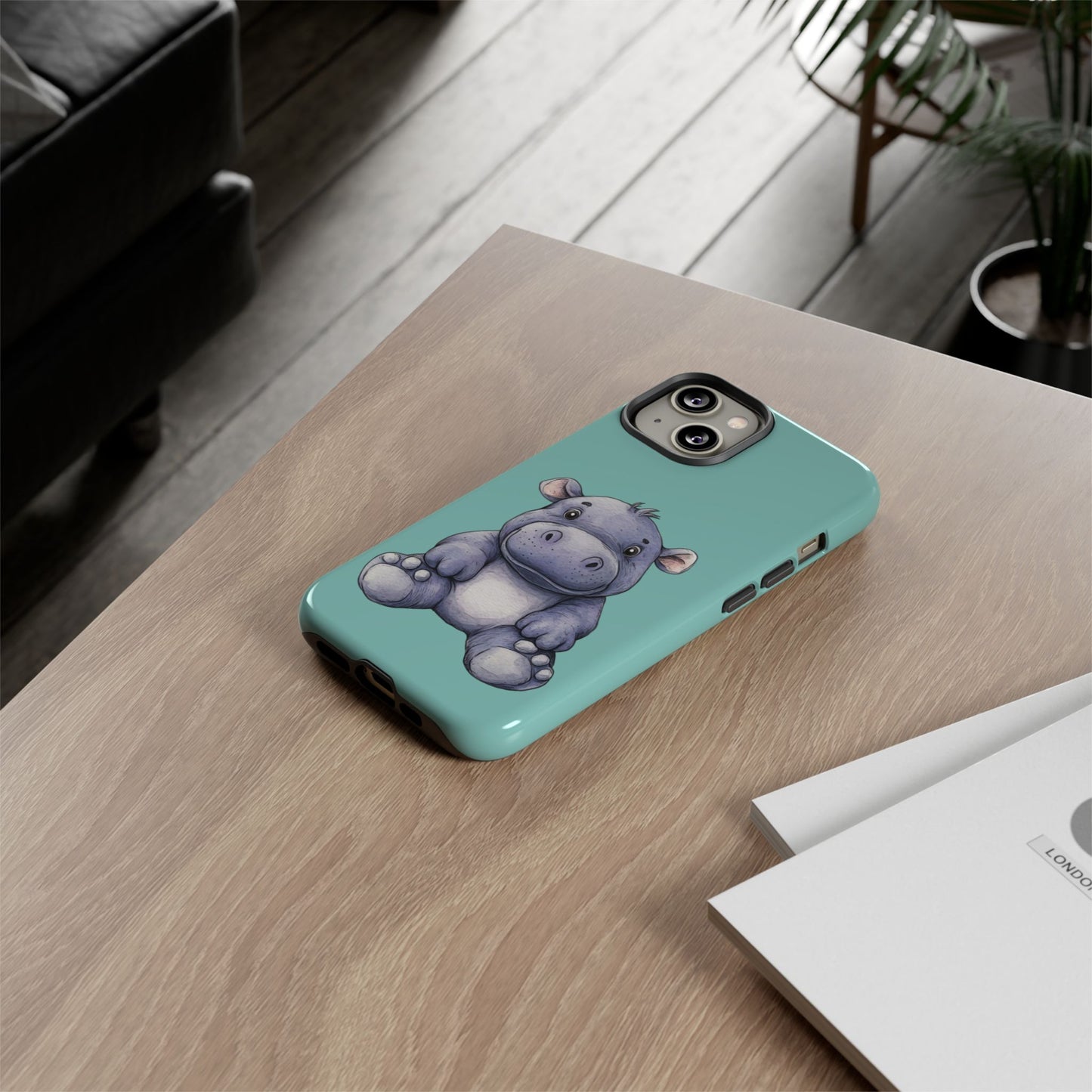 Cute Hippo Phone Case, Tough Phone Cover, Fun Animal Case, Gift for Kids, Cute Decor, Birthday Present