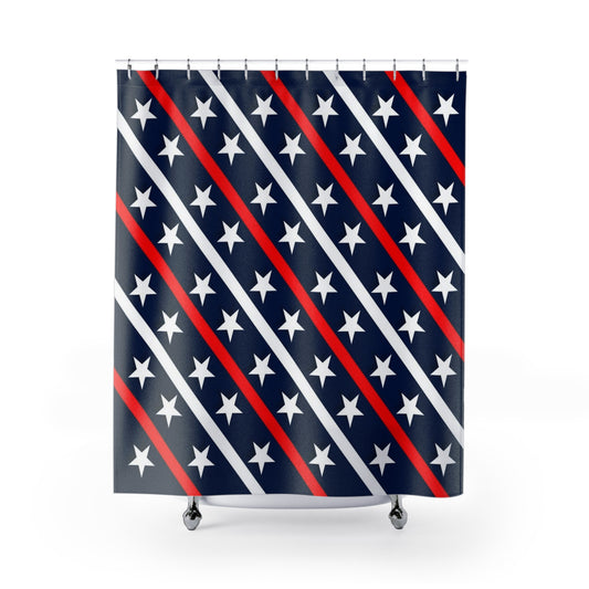 Patriotic Shower Curtain | Stars and Stripes Design | Home Decor | Independence Day | Americana Style, Bathroom Accessory, Gift