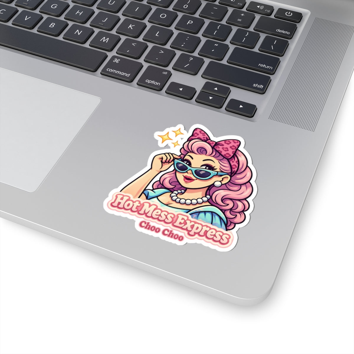 Retro Pin-Up Sticker — "Hot Mess Express Choo Choo" Kiss-Cut Vinyl