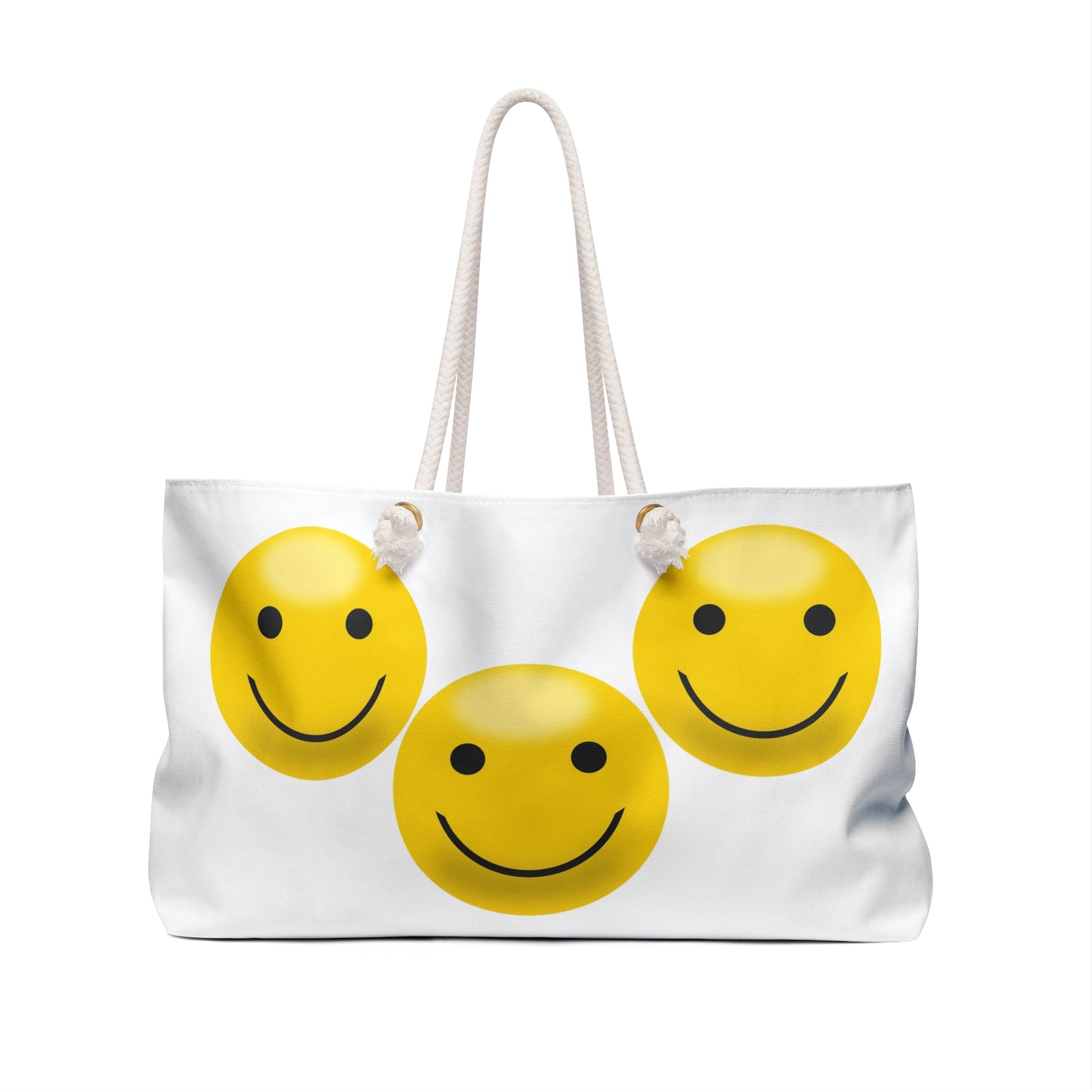 Smiley Face Weekender Bag - Fun Travel Tote, Beach Bag, Gym Bag, Smiley Accessories, Gift for Friends