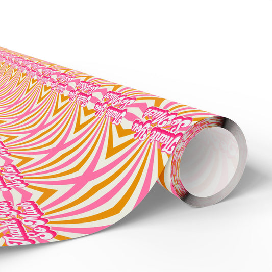 Retro Swirl "Thank You" Wrapping Paper