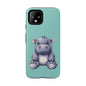 Cute Hippo Phone Case, Tough Phone Cover, Fun Animal Case, Gift for Kids, Cute Decor, Birthday Present