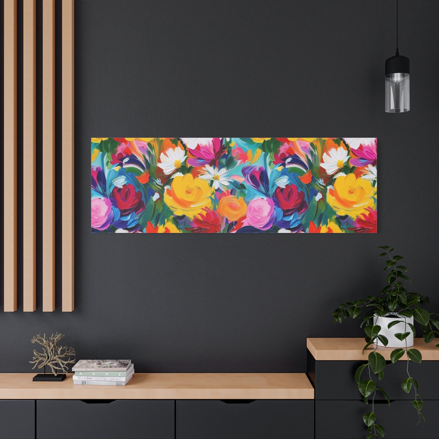 Vibrant Floral Matte Canvas Wall Art — Colorful Garden Print, Stretched 1.25"