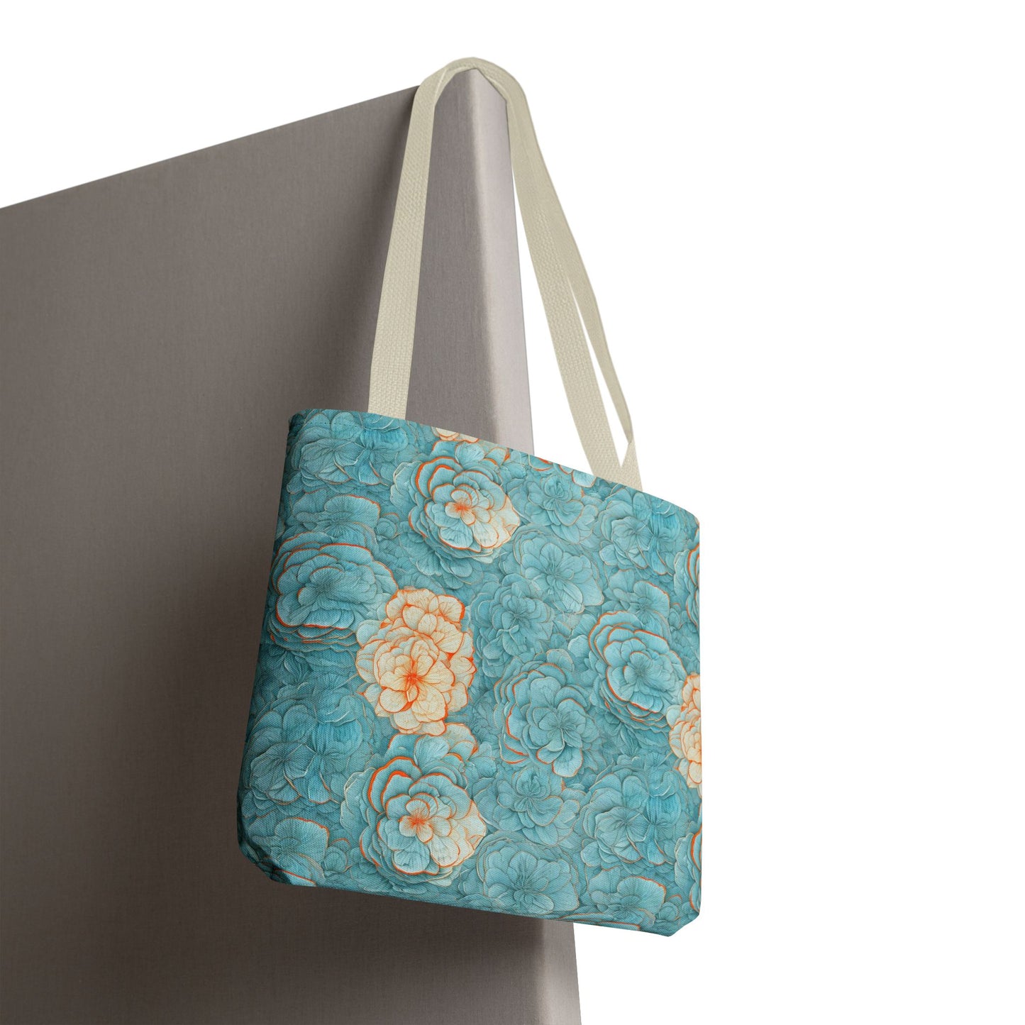 Floral Watercolor Tote Bag — Teal Succulent Pattern