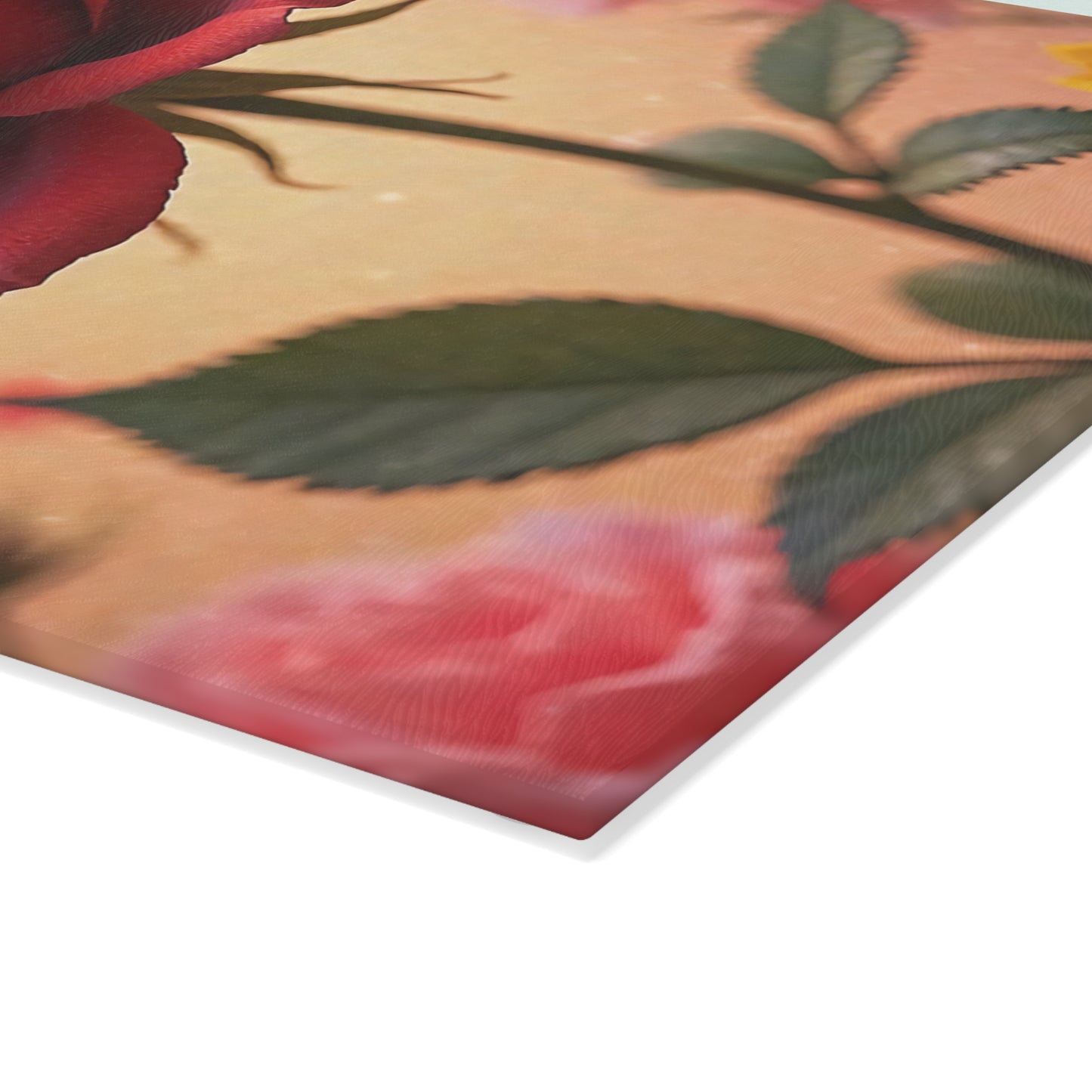 Romantic Floral Glass Cutting Board, Kitchen Decor, Wedding Gift, Home Cooking, Unique Housewarming Gift, Gift for Her