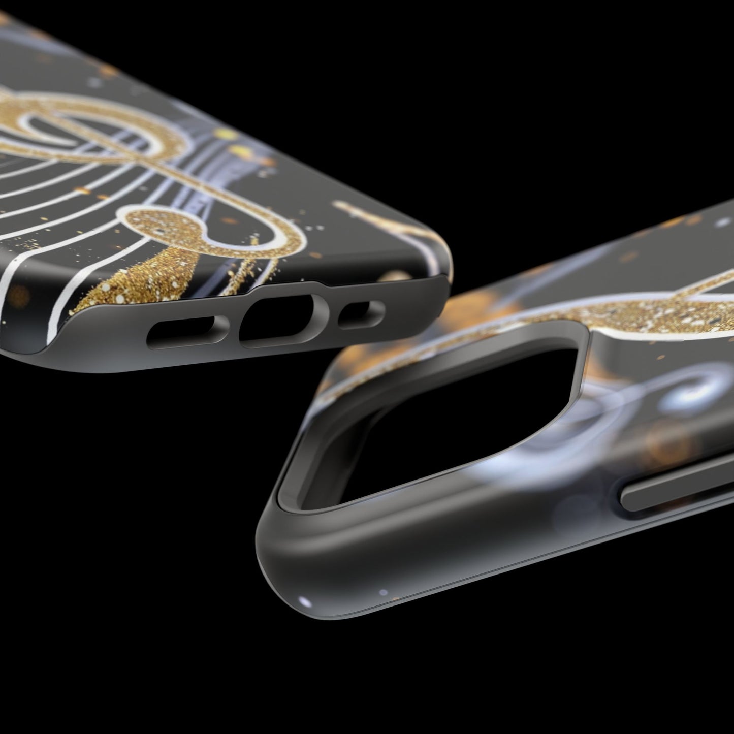 Music Notes Magnetic Impact-Resistant Phone Case — Gold Treble Clef Design