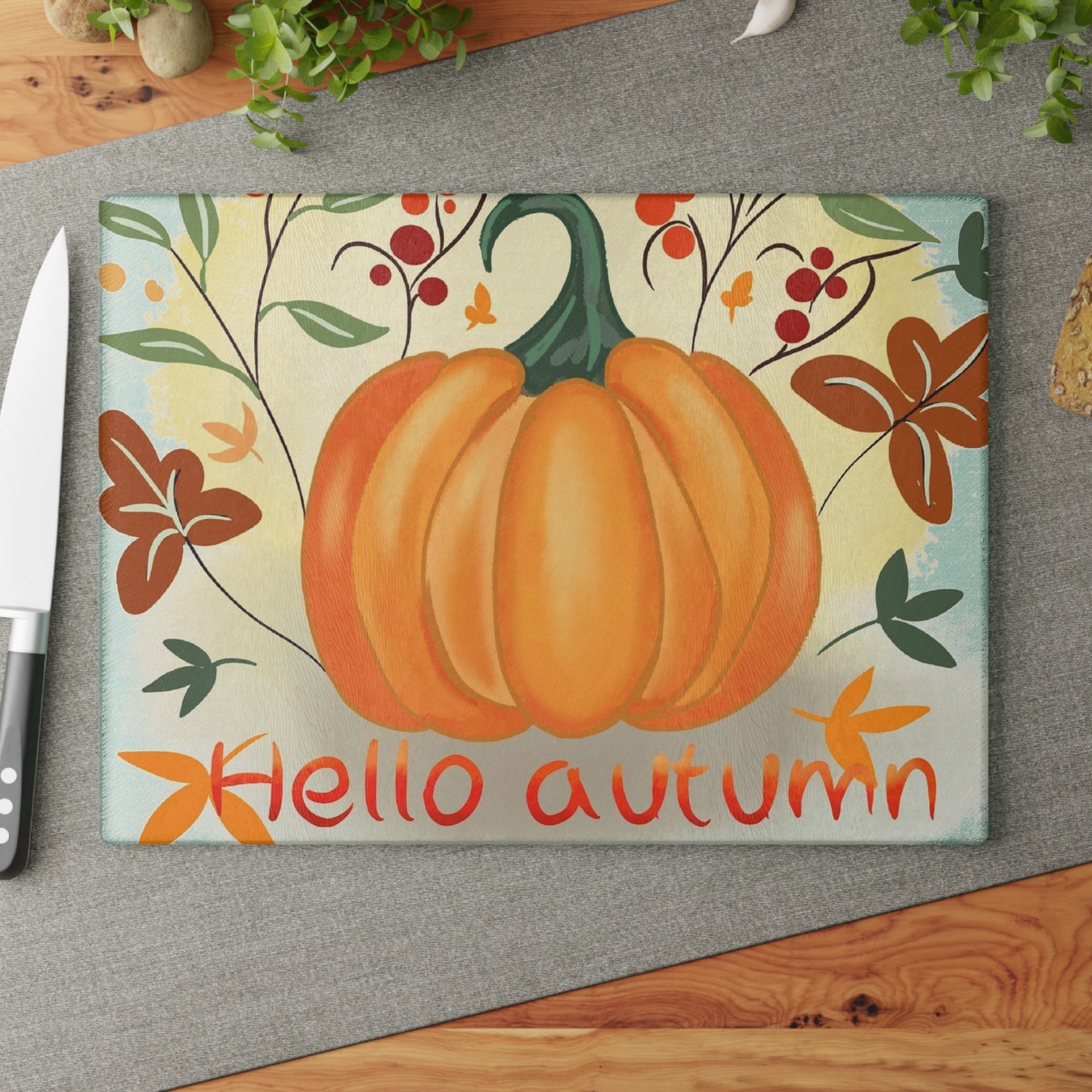 Autumn Pumpkin Cutting Board, Hello Autumn Glass Kitchen Decor, Fall Cooking Gift, Thanksgiving Kitchenware, Seasonal Home Decor, [...]