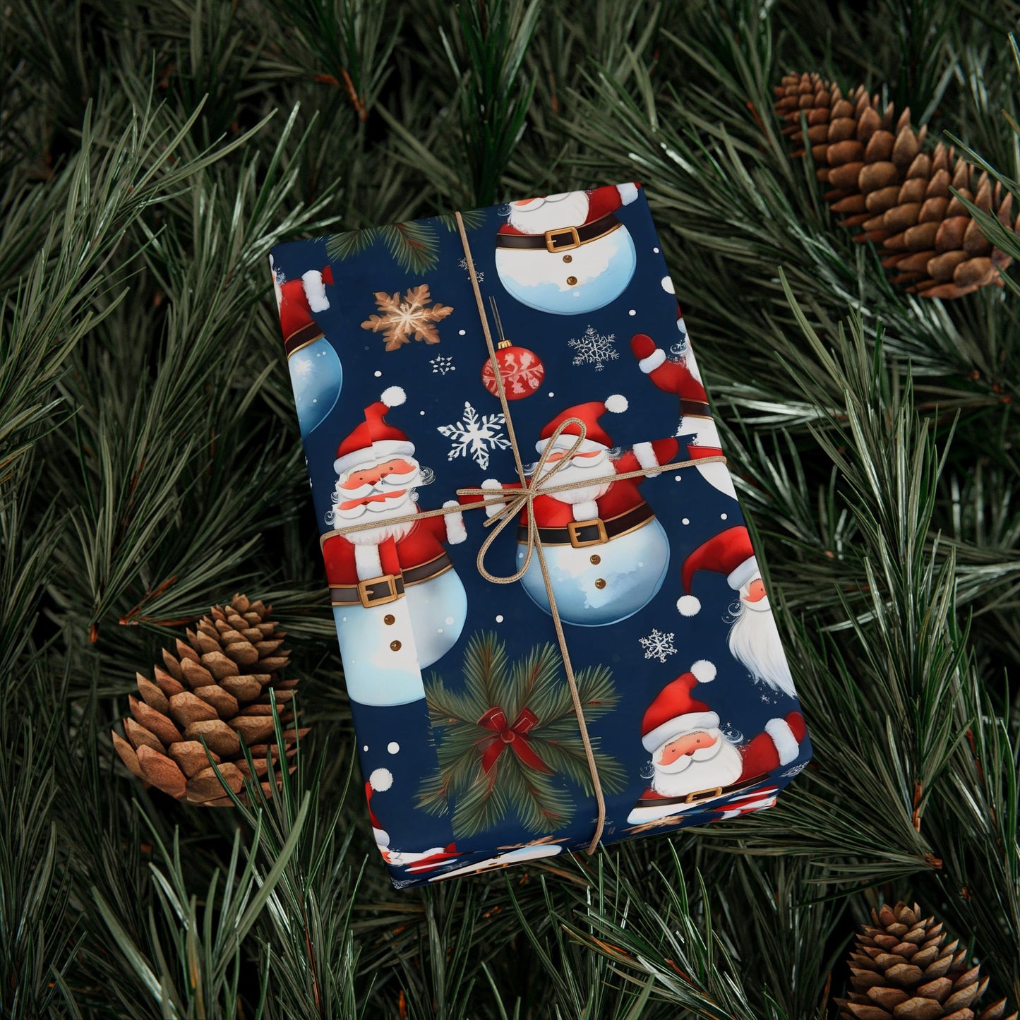 Christmas Snowman & Santa Wrapping Paper Roll — Festive Holiday Gift Wrap