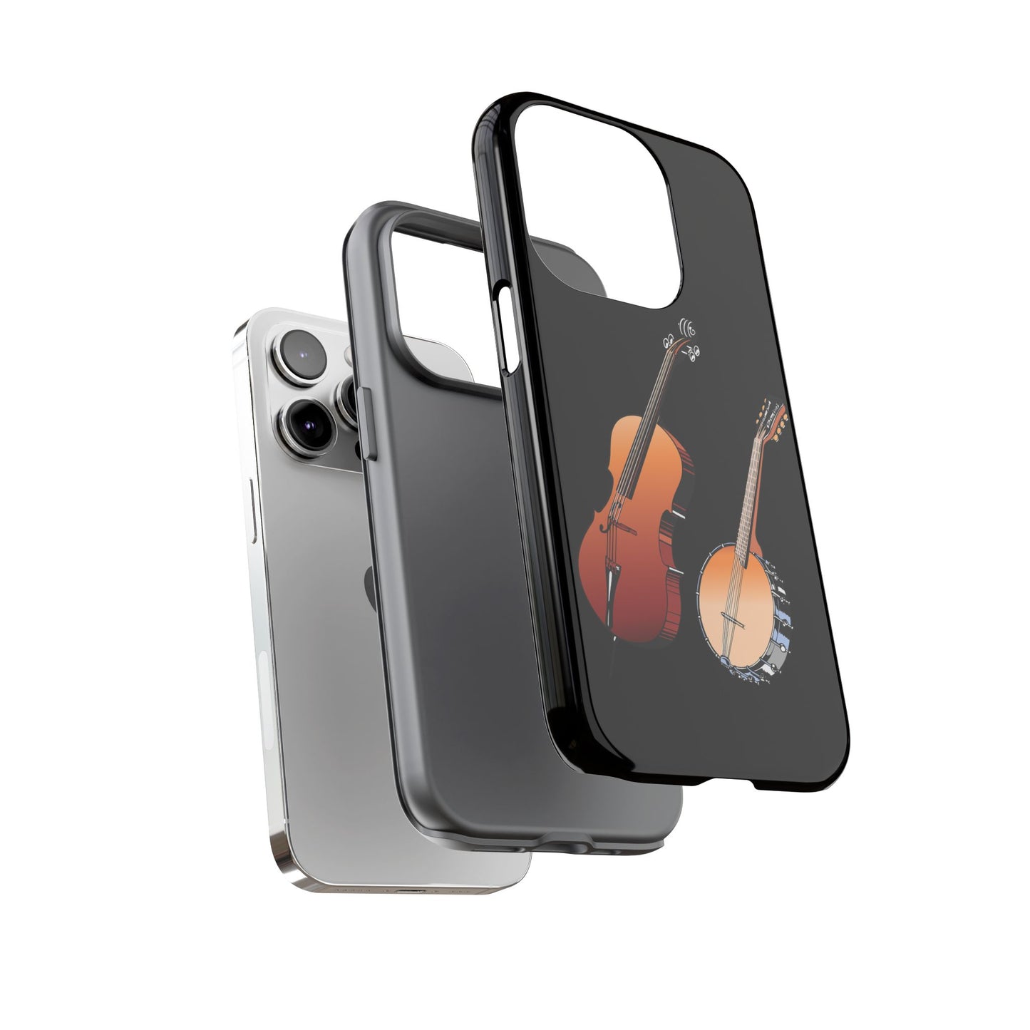 Musical Instrument Phone Case - Violin & Banjo Design, Music Lover Gift, Unique Phone Cover, Holiday Gift, Durable Tough Cases