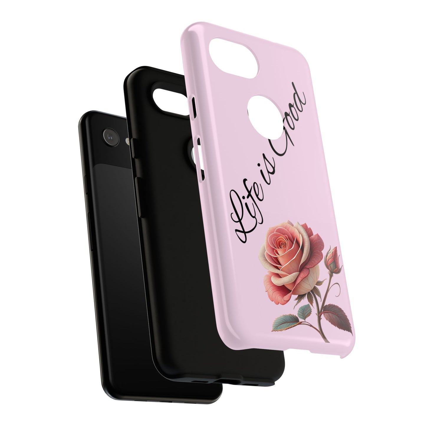 Roses & Positivity Phone Case - Floral Design, Life is Good, Tough Cases for Everyday Wear, Gift for Friends, Mother's Day, Spring [...]