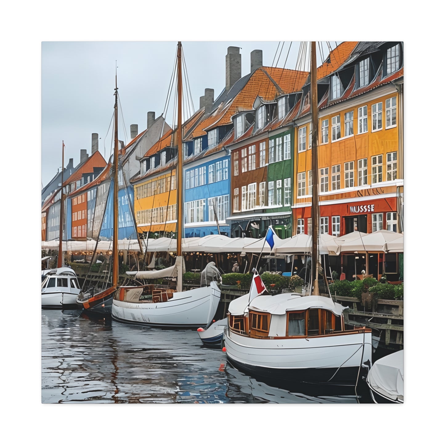 Coastal Canvas Print, Vibrant Harbor Art, Nautical Home Decor, Gift for Sailors, Maritime Wall Art