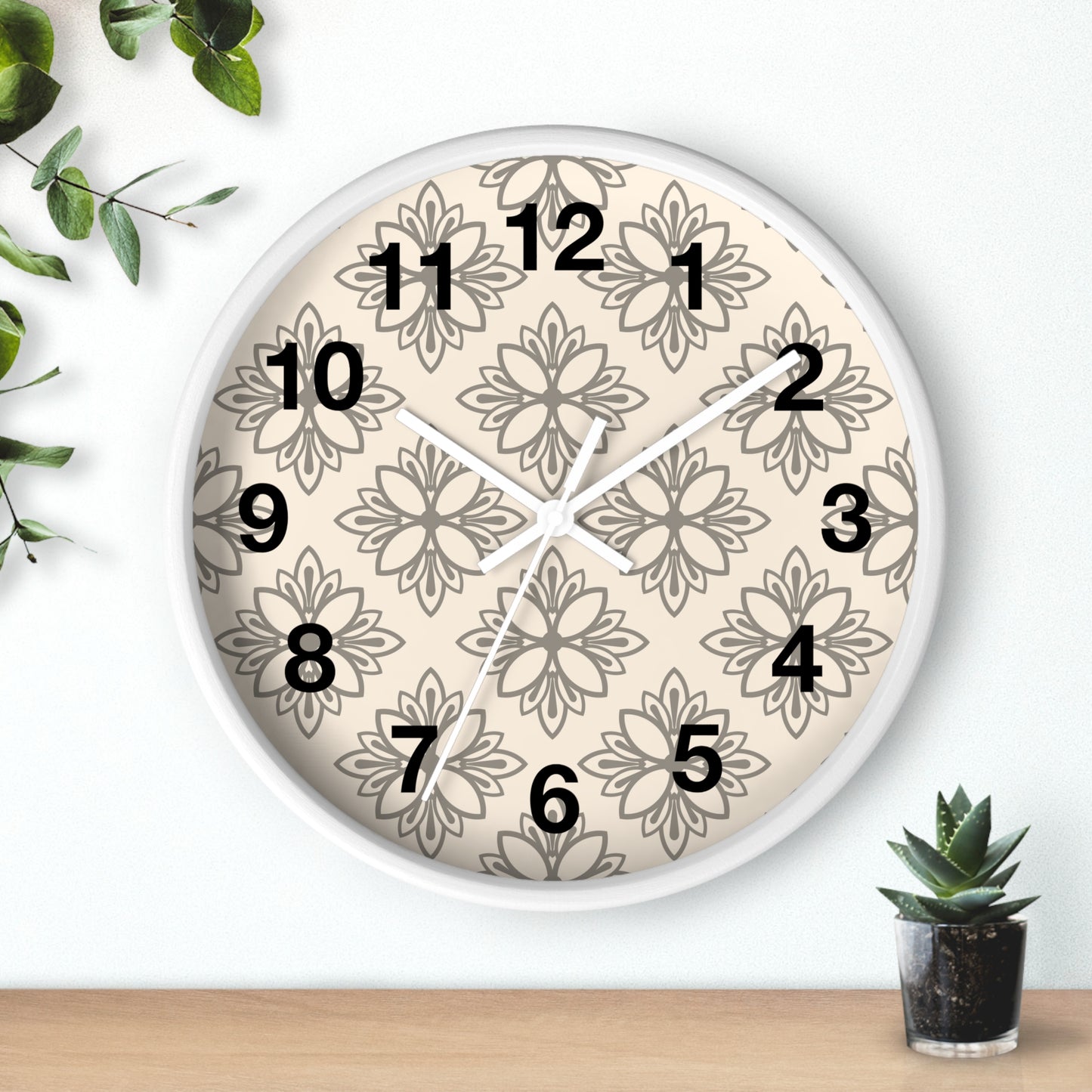 Elegant Floral Wall Clock - Home Decor, Modern Timepiece, Gift for Her, Office Decor, Living Room Accent