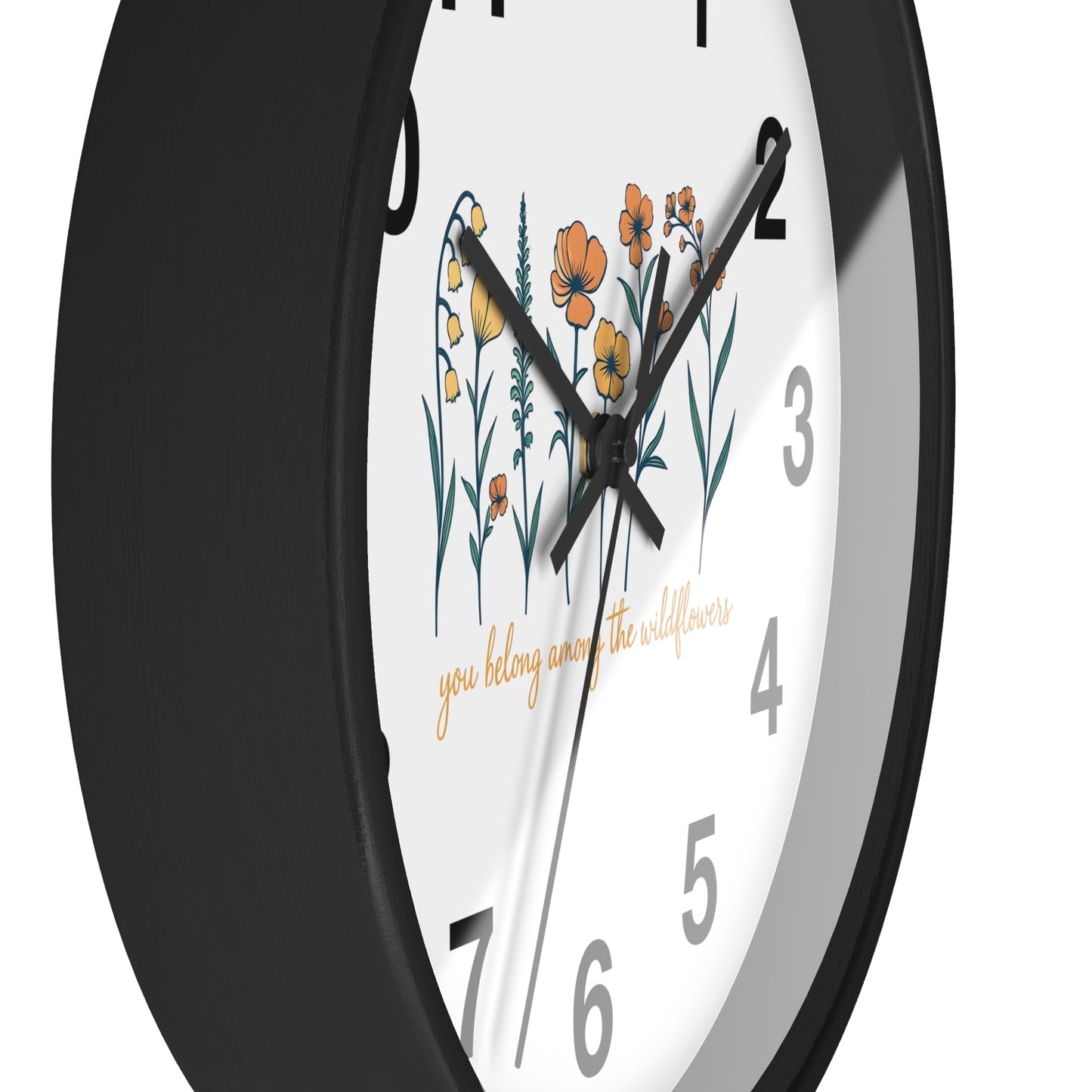 Boho Floral Wall Clock - You Belong Among the Wildflowers, Home Decor, Gift for Nature Lovers, Office Wall Decor, Rustic Style