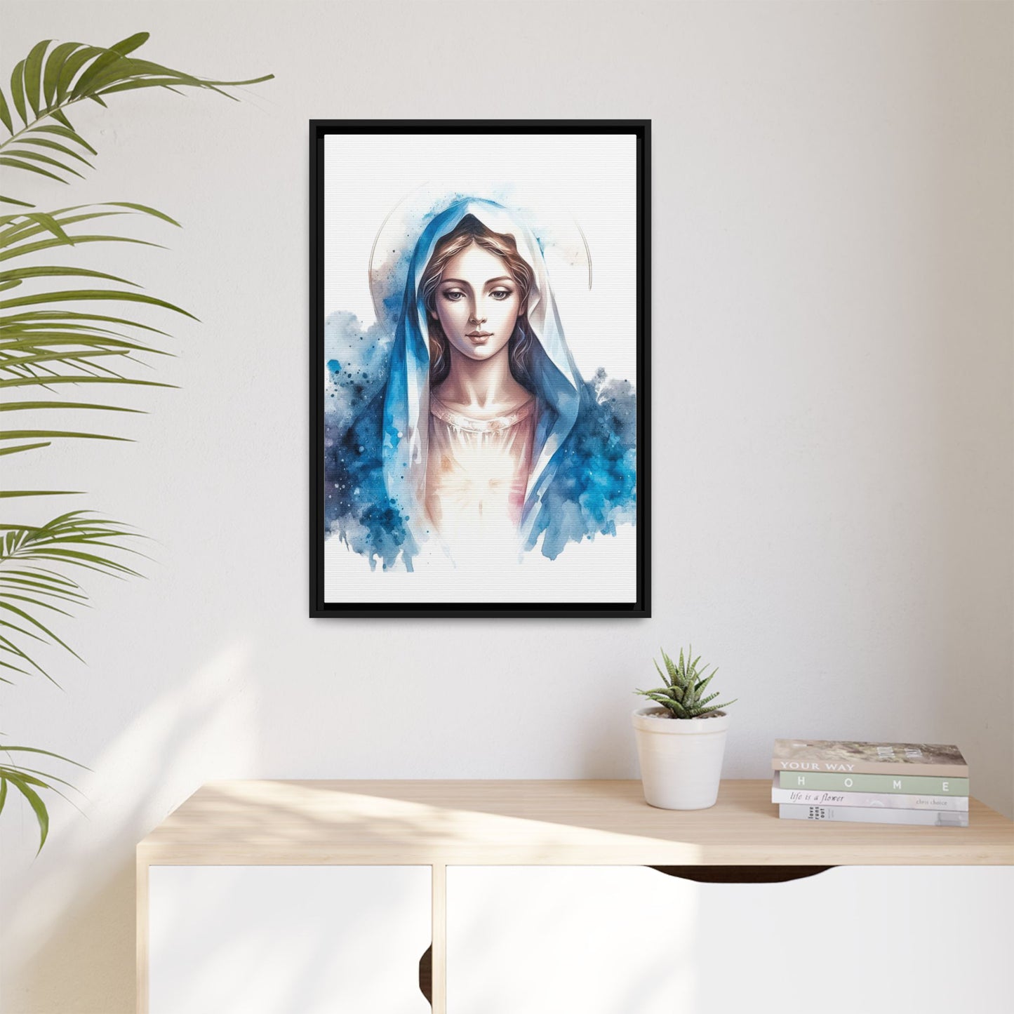 Framed Canvas Art Print, Spiritual Decor, Religious Artwork, Wall Decor, Gift for Faith, Elegant Home Decoration