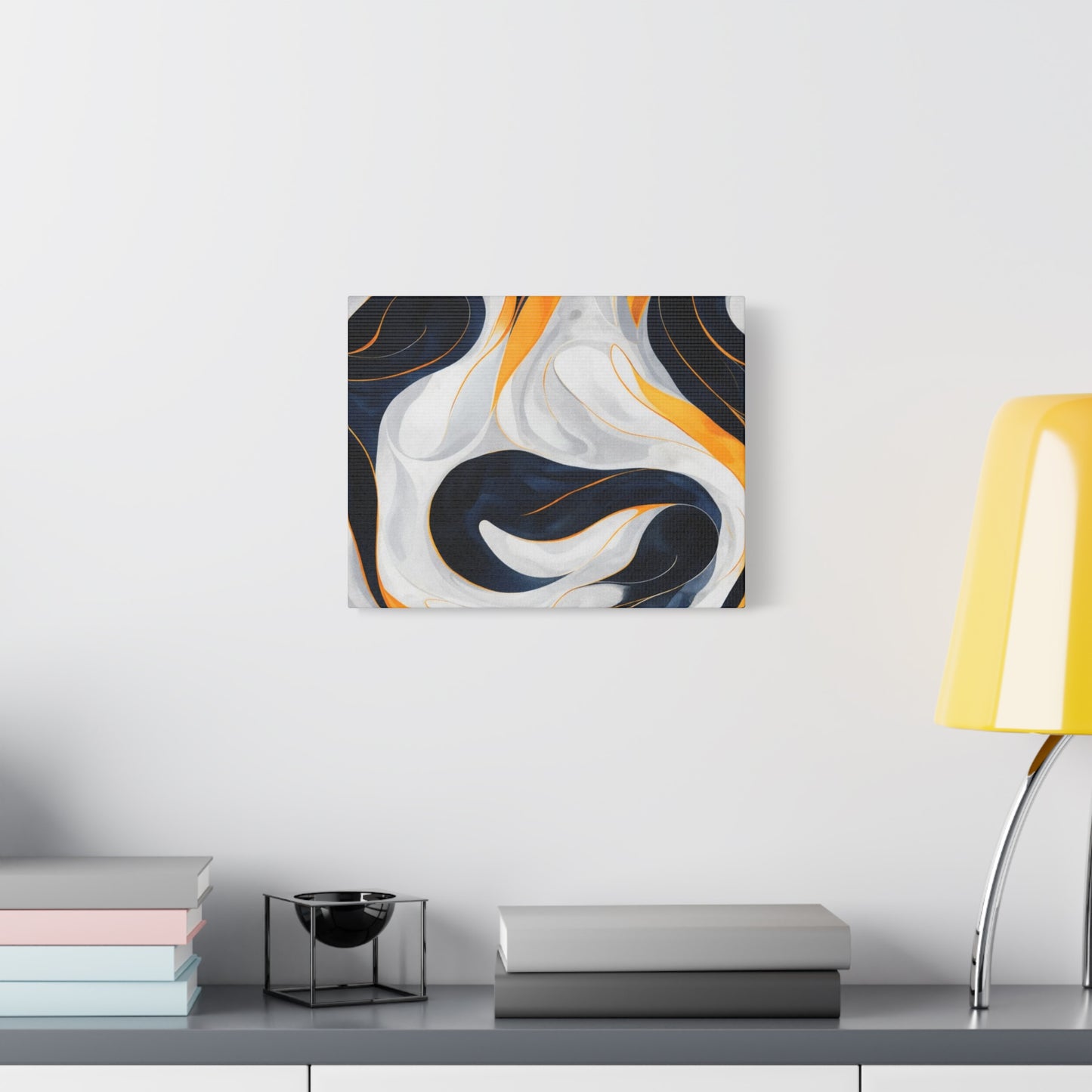 Abstract Navy & Gold Swirl Matte Canvas Wall Art