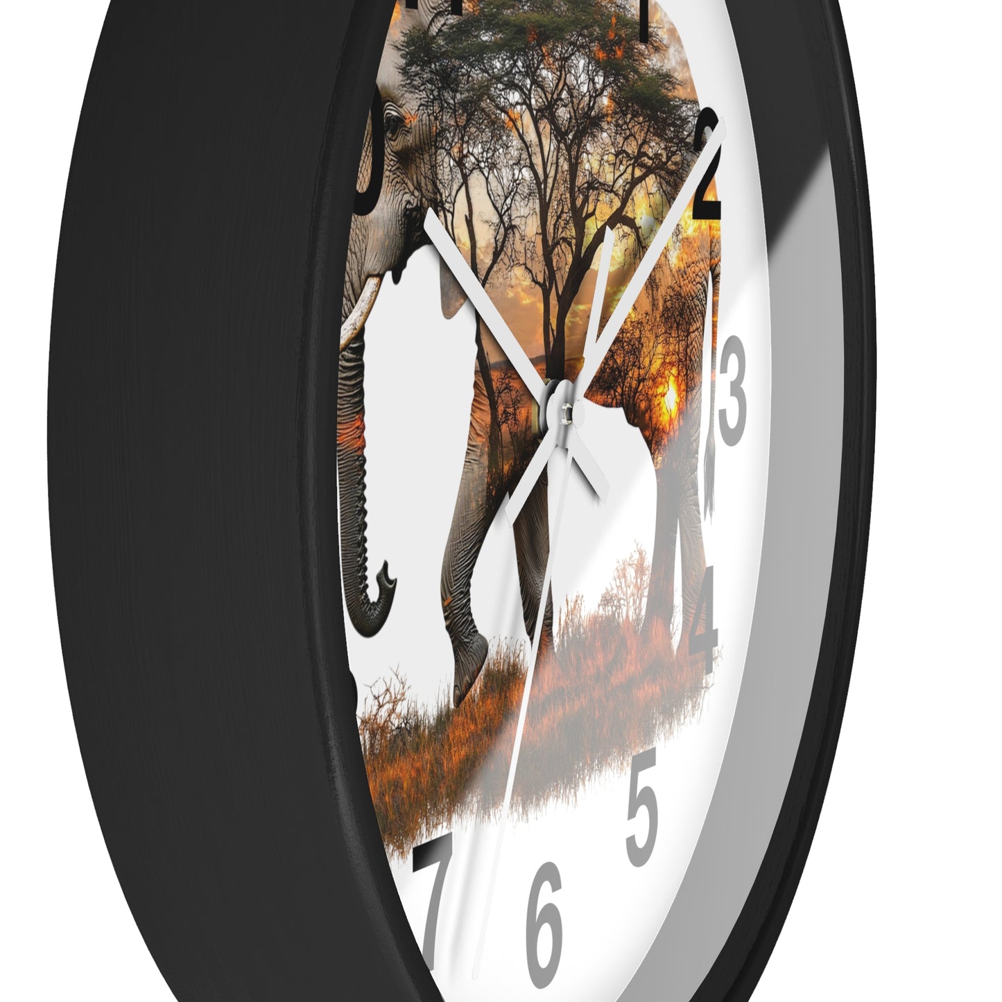 Elephant Sunset Wall Clock, Nature Decor, Wildlife Home Accessory, Animal Lover Gift, Safari Themed Clock, Unique Wall Art