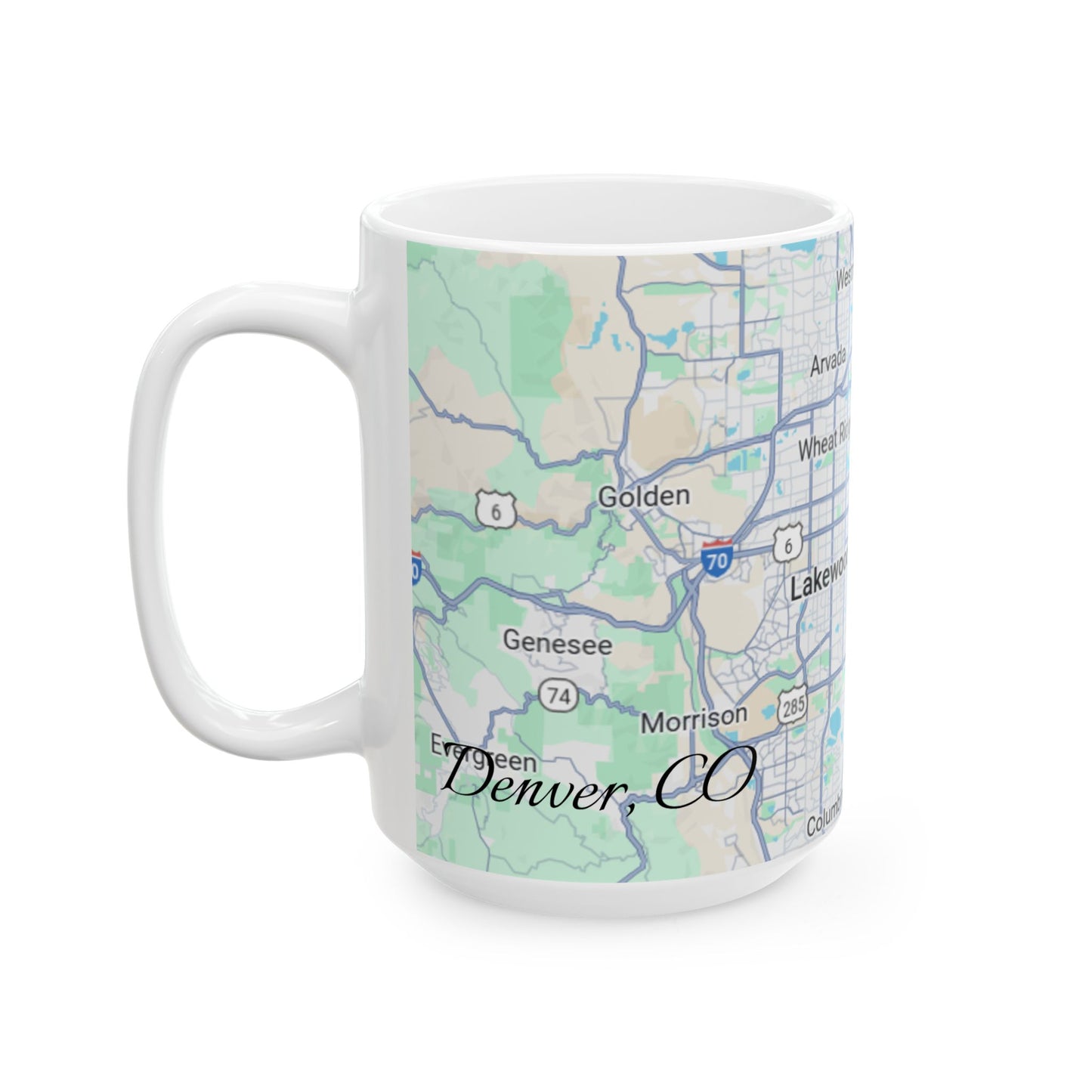 Personalized Denver Map Ceramic Mug - Custom Coffee Cup, Great Gift for Coffee Lovers, Home Decor, Moving Away, Housewarming, Road Trip