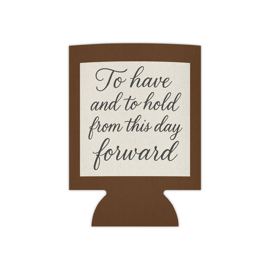 Rustic Wedding Can Cooler | Bridal Shower Favor, Cozies for Guests, Unique Gift, Toast to Love, Engagement Party Keepsake