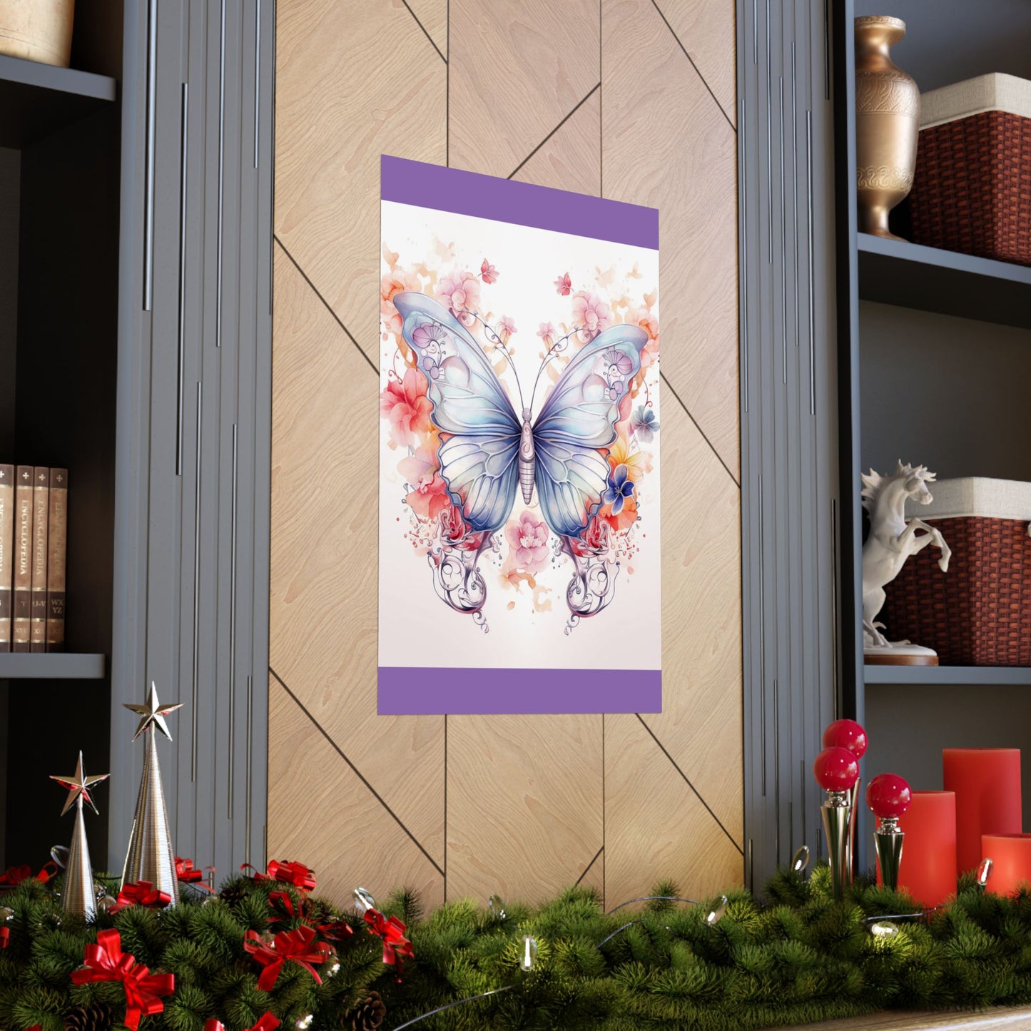 Butterfly Watercolor Wall Poster — Floral Pastel Matte Vertical Print