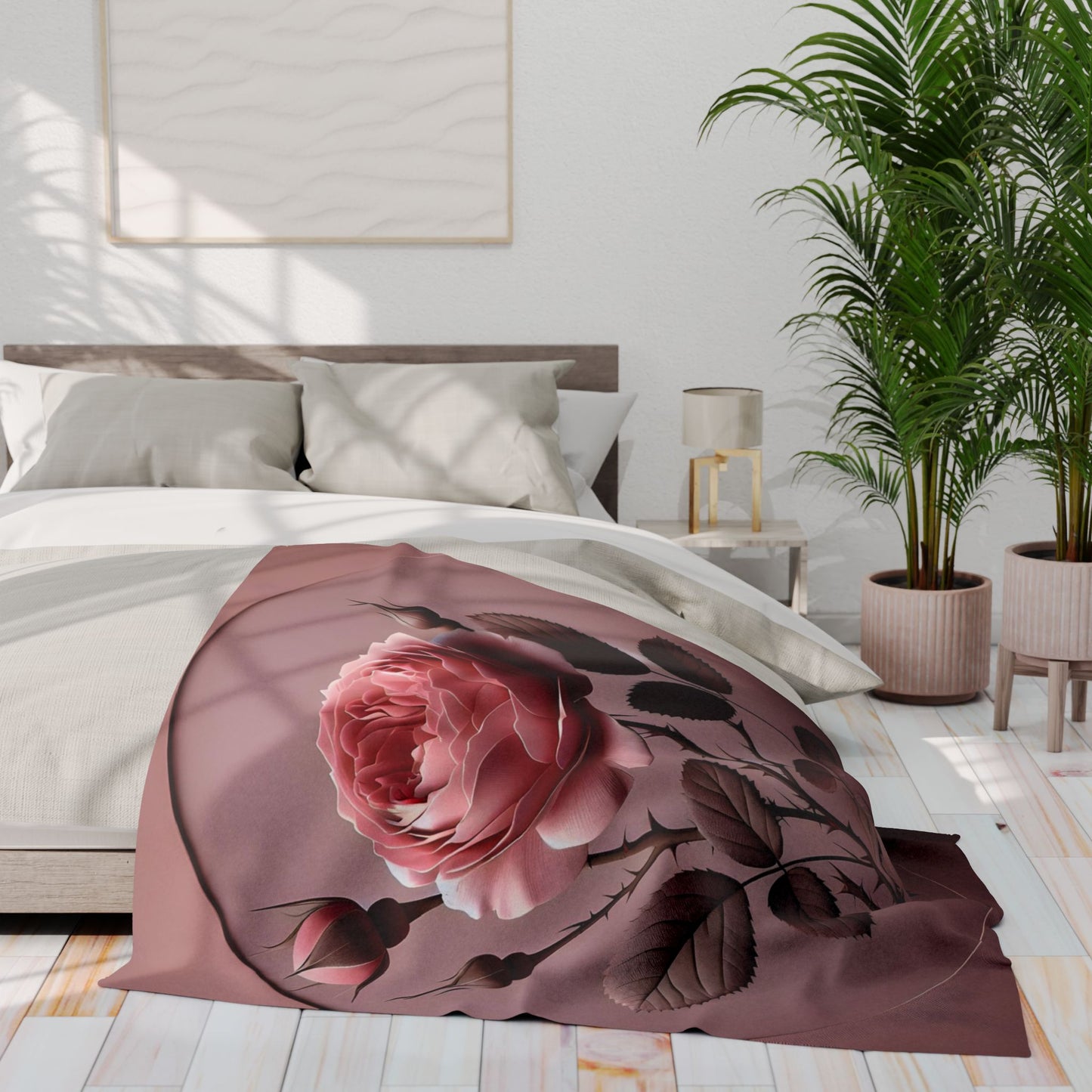 Elegant Rose Arctic Fleece Blanket - Cozy Home Decor, Floral Throw Blanket, Birthday Gift, Wedding Present, Living Room Accent
