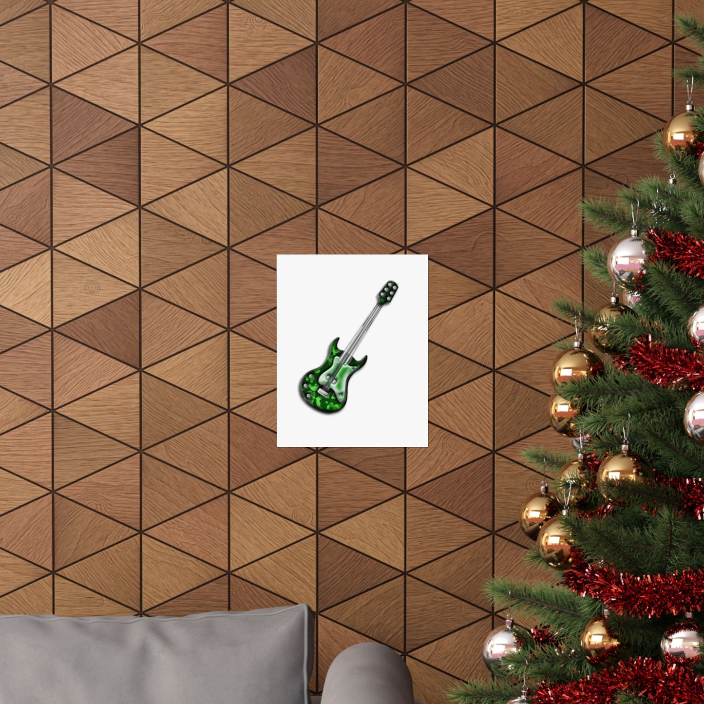 Guitar Art Poster - Rock Music Decor, Green Guitar Wall Art, Musician Gift, Home Office Decor, Music Lover Gift
