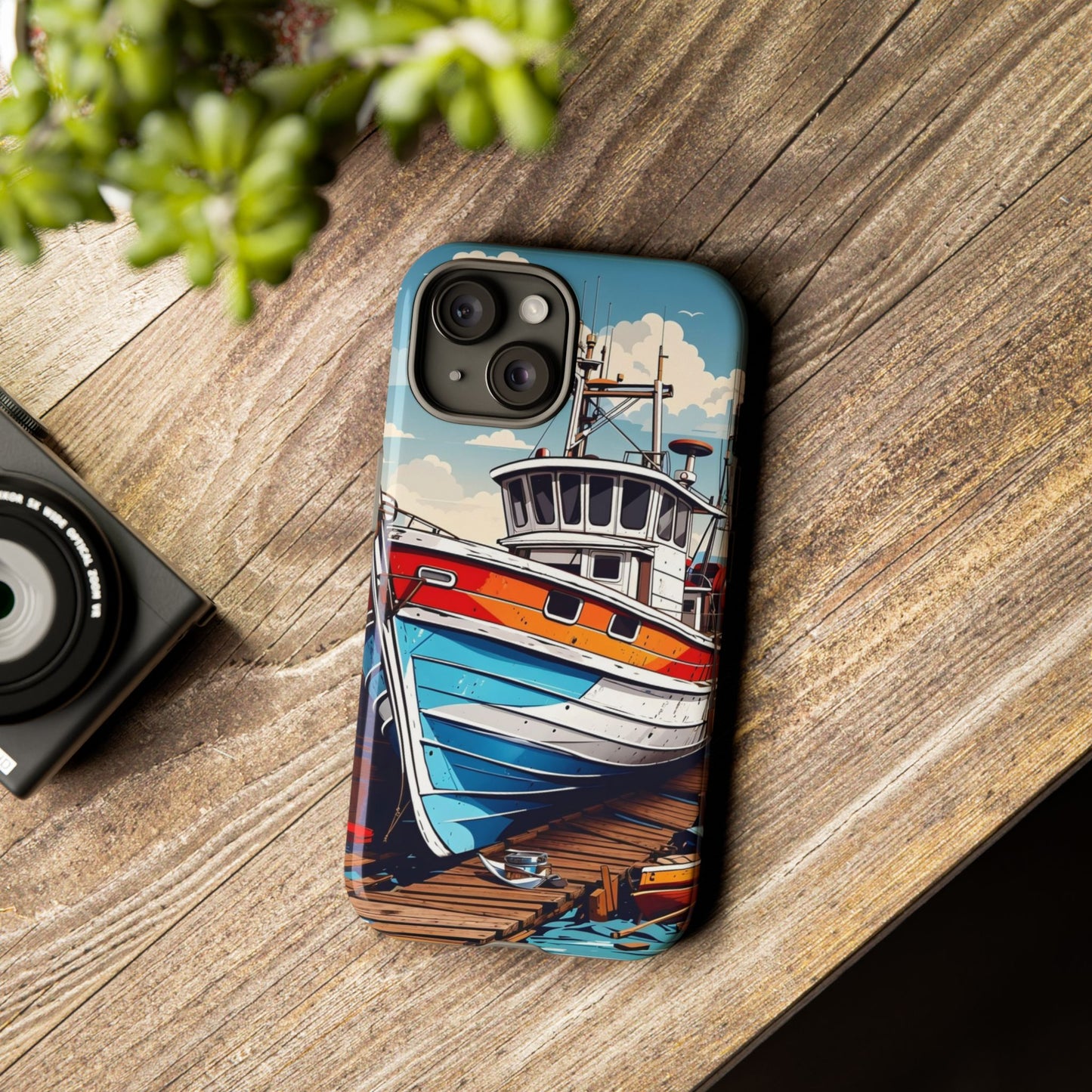 Colorful Fishing Boat Phone Case | Nautical Gift, Marine Design, Coastal Aesthetic, Summer Vibes, Sea Lover's Accessory