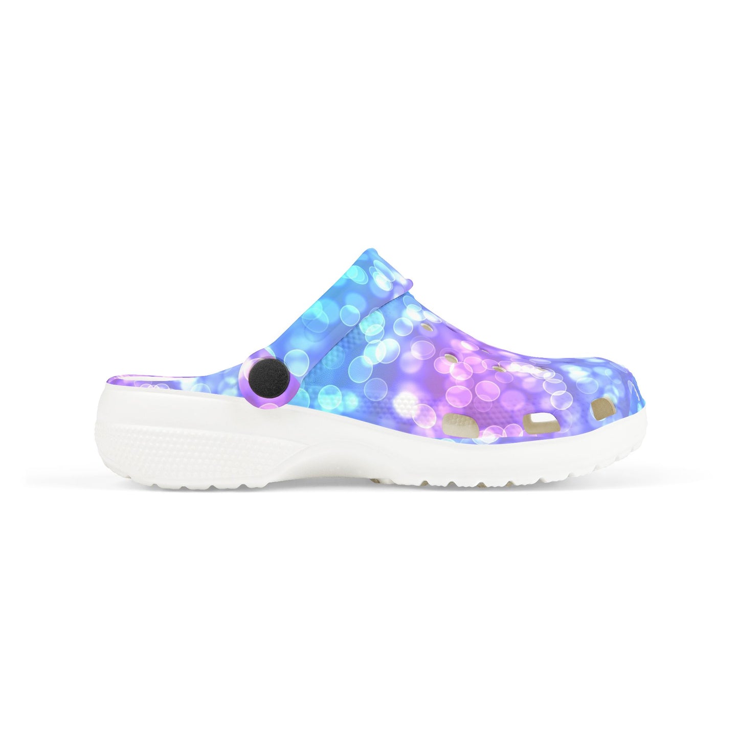Kids Purple Blue Bokeh Foam Clogs — Comfort EVA Slip-Ons