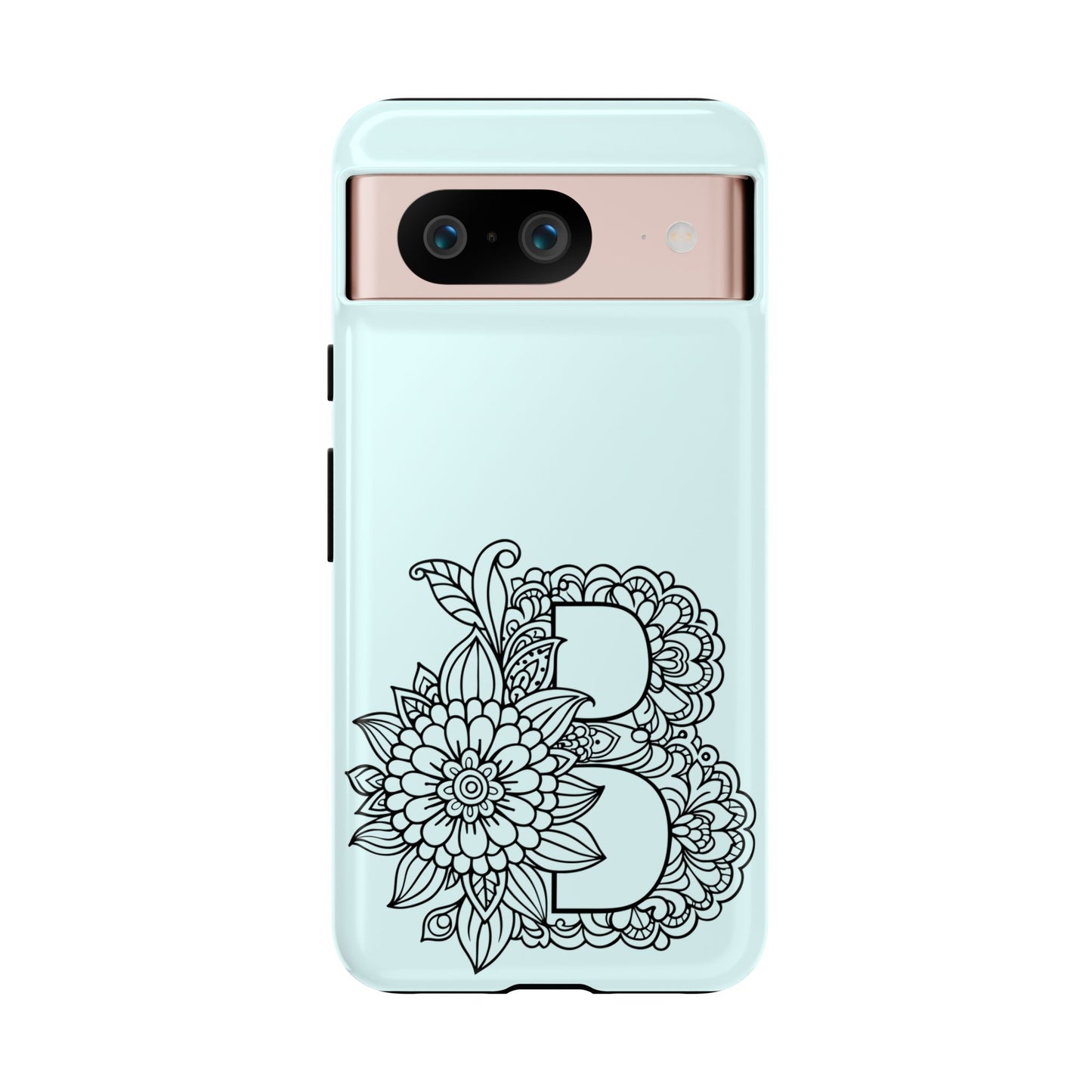 Personalized Tough Phone Case- Letter B, Floral Monogram Cell Phone Cover, Custom Protective Case, Unique Gift, Birthday, Graduation
