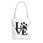 Love Paw Print Tote Bag, Pet Lover's Gift, Eco-Friendly Shopping Bag, Animal Rescue Fundraiser, Personalized Pet Tote