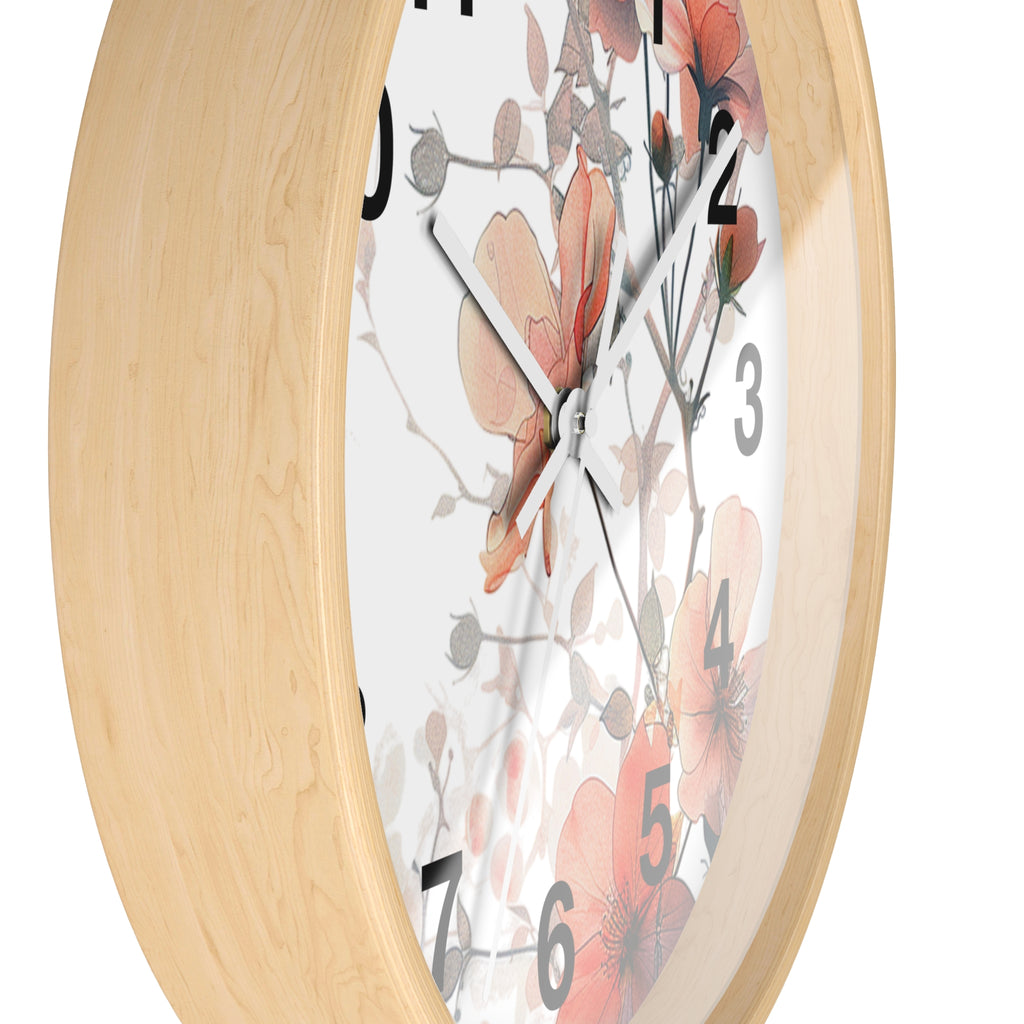 Floral Wall Clock — Soft Orange Blossom Decorative Clock