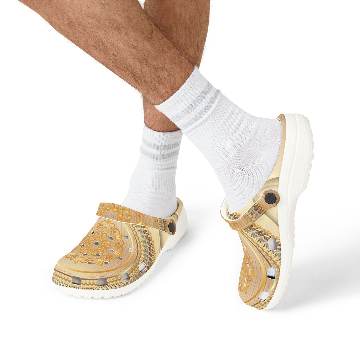 Golden Mandala EVA Foam Clogs — Comfortable Slip-On Garden Shoes
