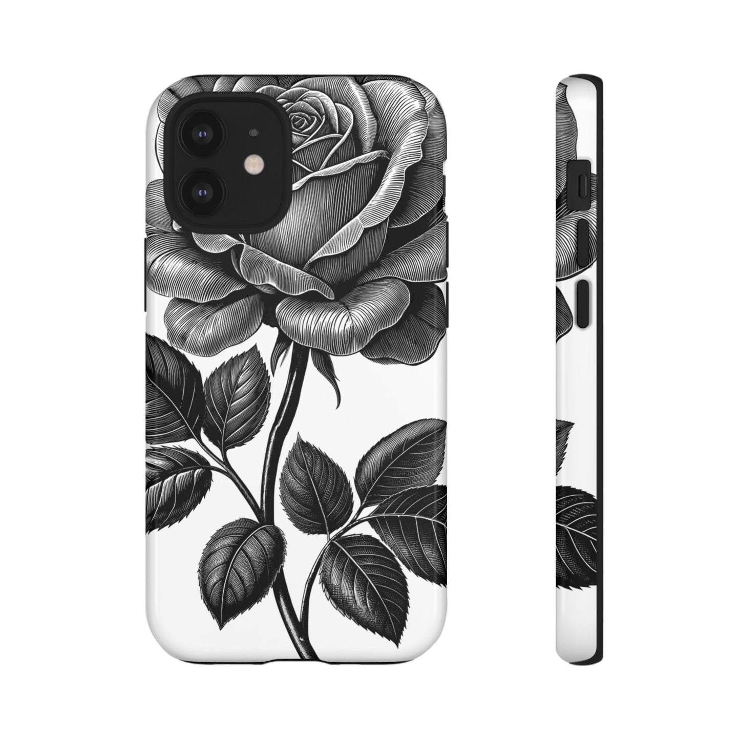 Elegant Floral Phone Case - Tough Cases, Black Rose Design, Floral Phone Cover, Stylish Phone Accessory, Gift for Her, Mother's Day