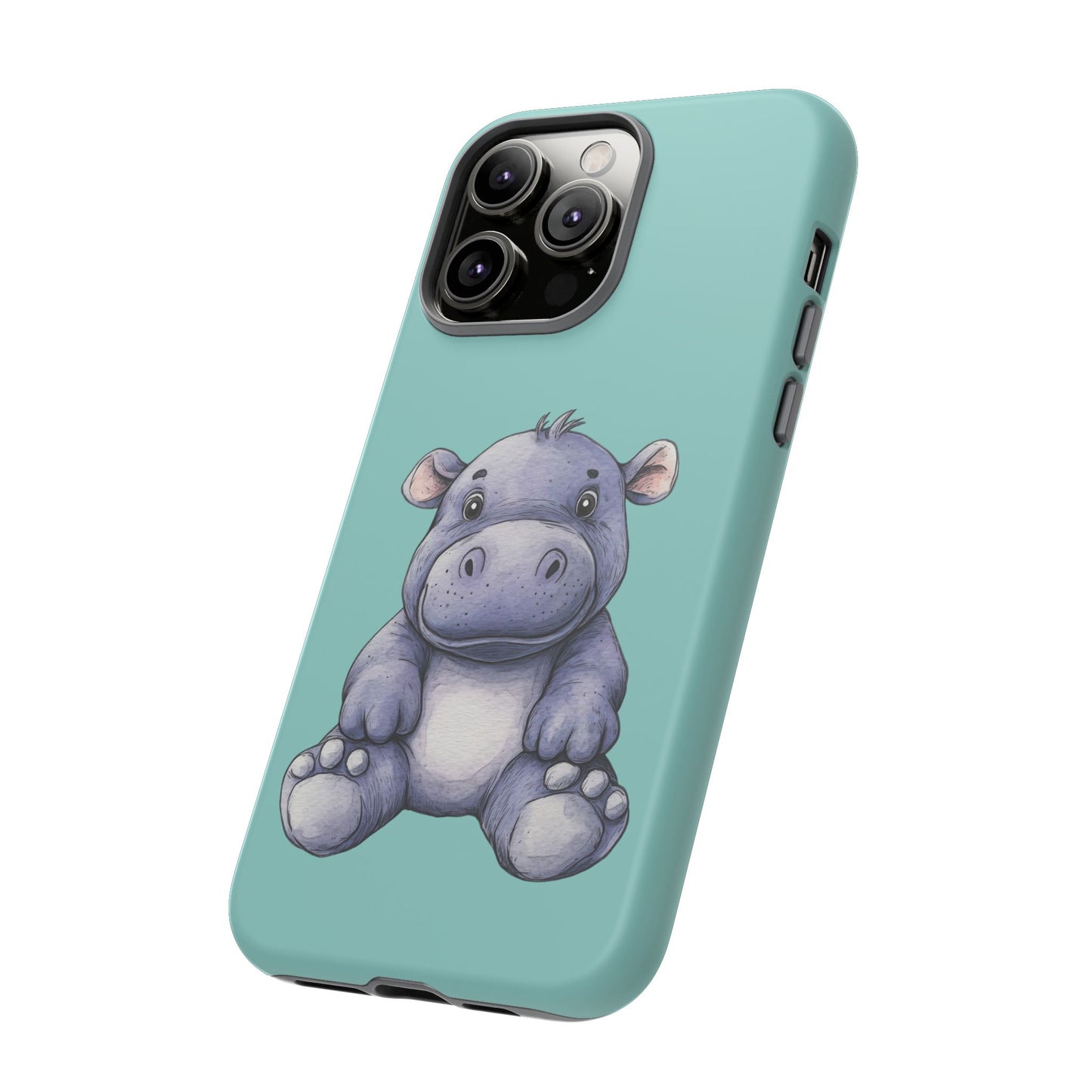 Cute Hippo Phone Case, Tough Phone Cover, Fun Animal Case, Gift for Kids, Cute Decor, Birthday Present