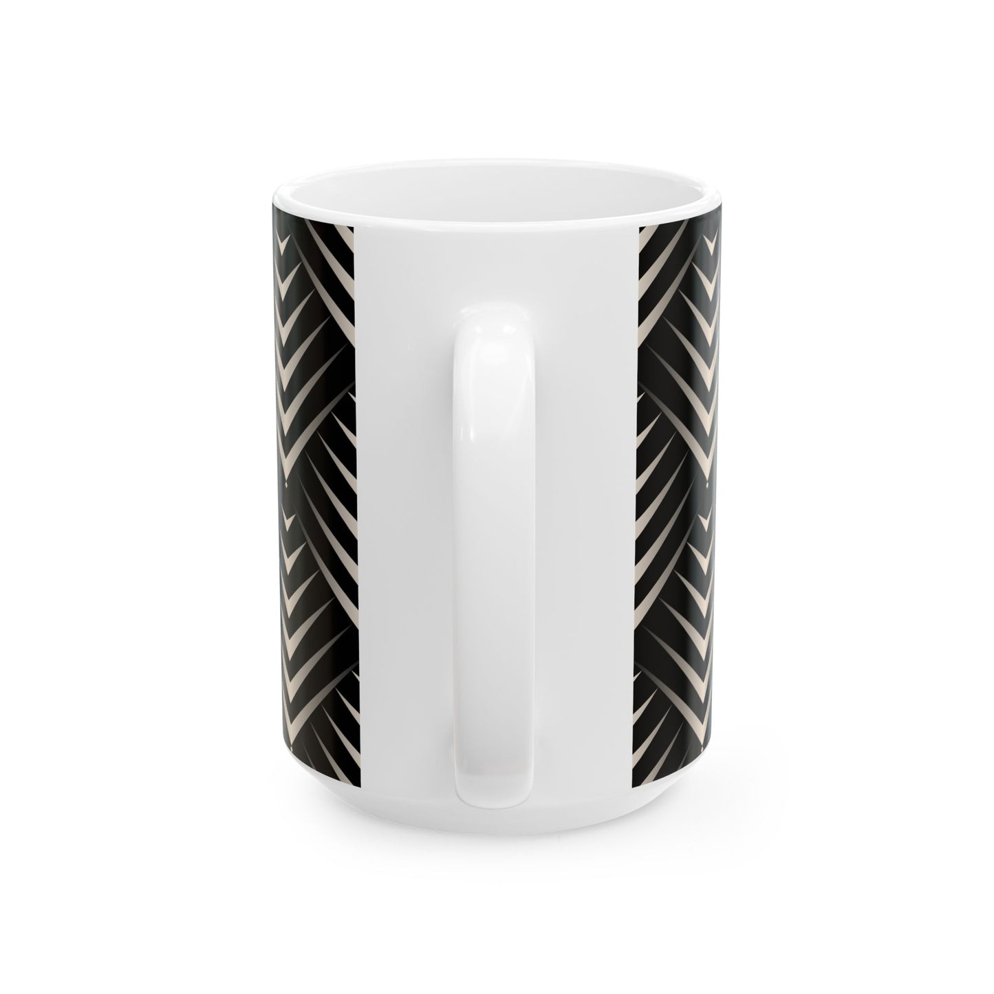 Chic Geometric Black and White Ceramic Mug - Coffee Lover Gift, Stylish Tea Cup, Home Decor, Modern Kitchenware, Unique Present
