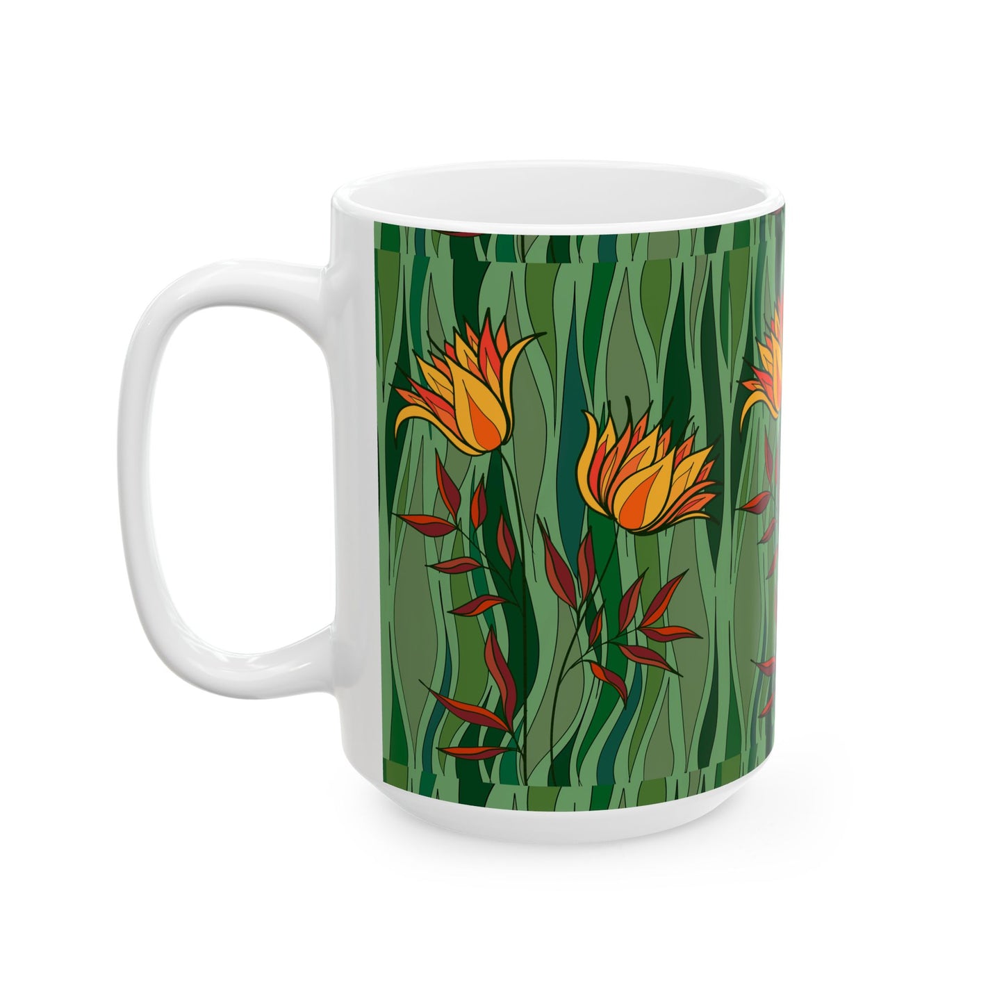 Vibrant Floral Ceramic Mug - Perfect Gift for Flower Lovers, Tea and Coffee Enthusiasts, Home Decor, Spring Celebrations, Unique Kitchenware