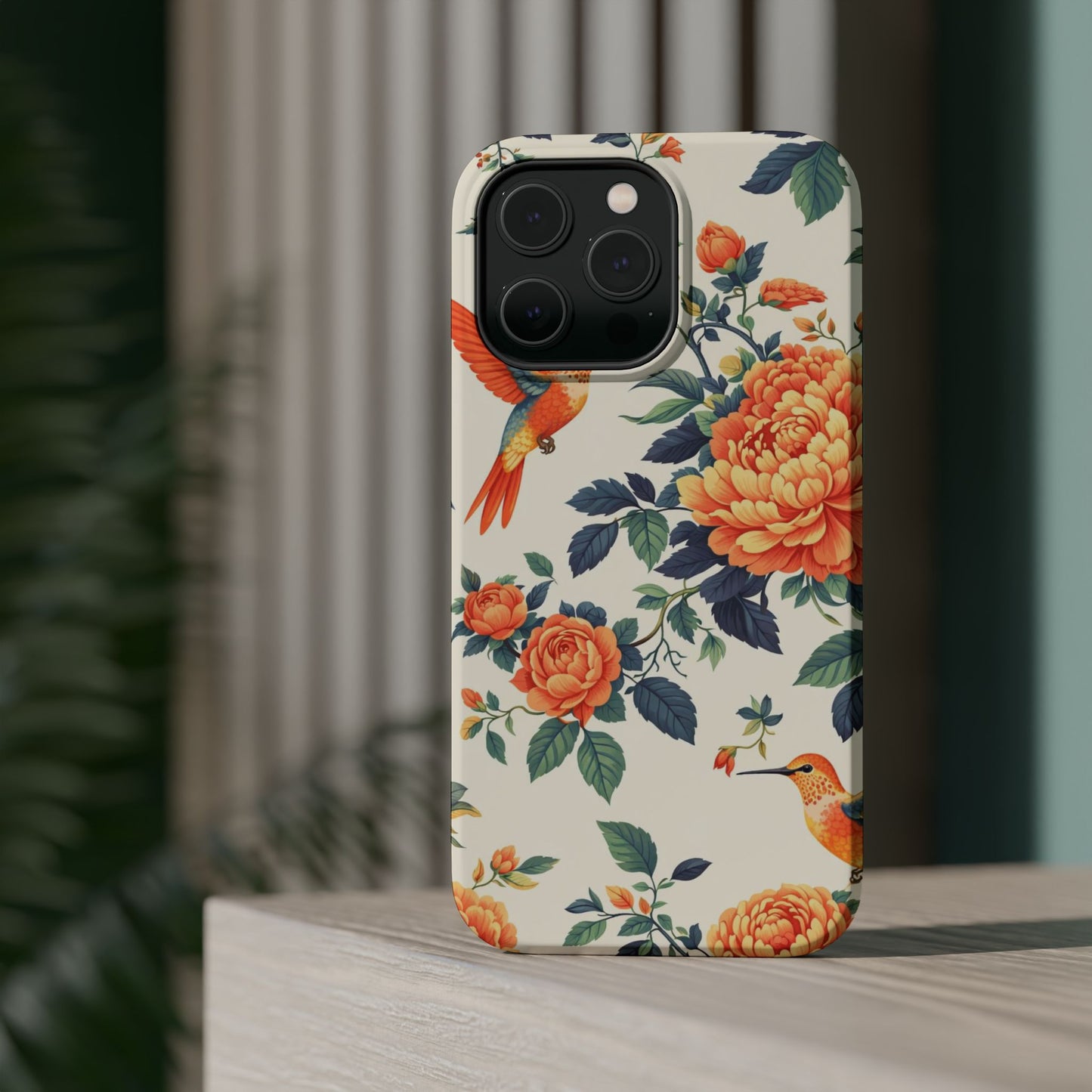 Floral Hummingbird Magnetic Phone Case — Impact-Resistant Protective Cover