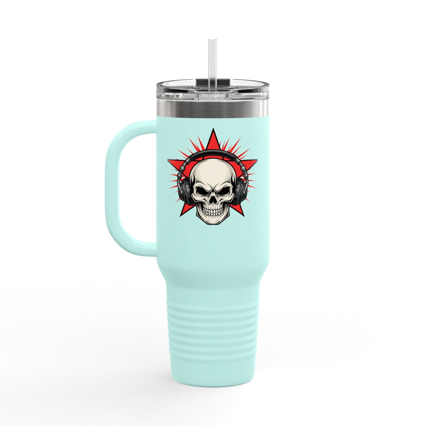 Skull and Stars Insulated Travel Mug - 40oz | Perfect for Road Trips, Gifts for Music Lovers, Outdoor Adventures, and Coffee Enthusiasts