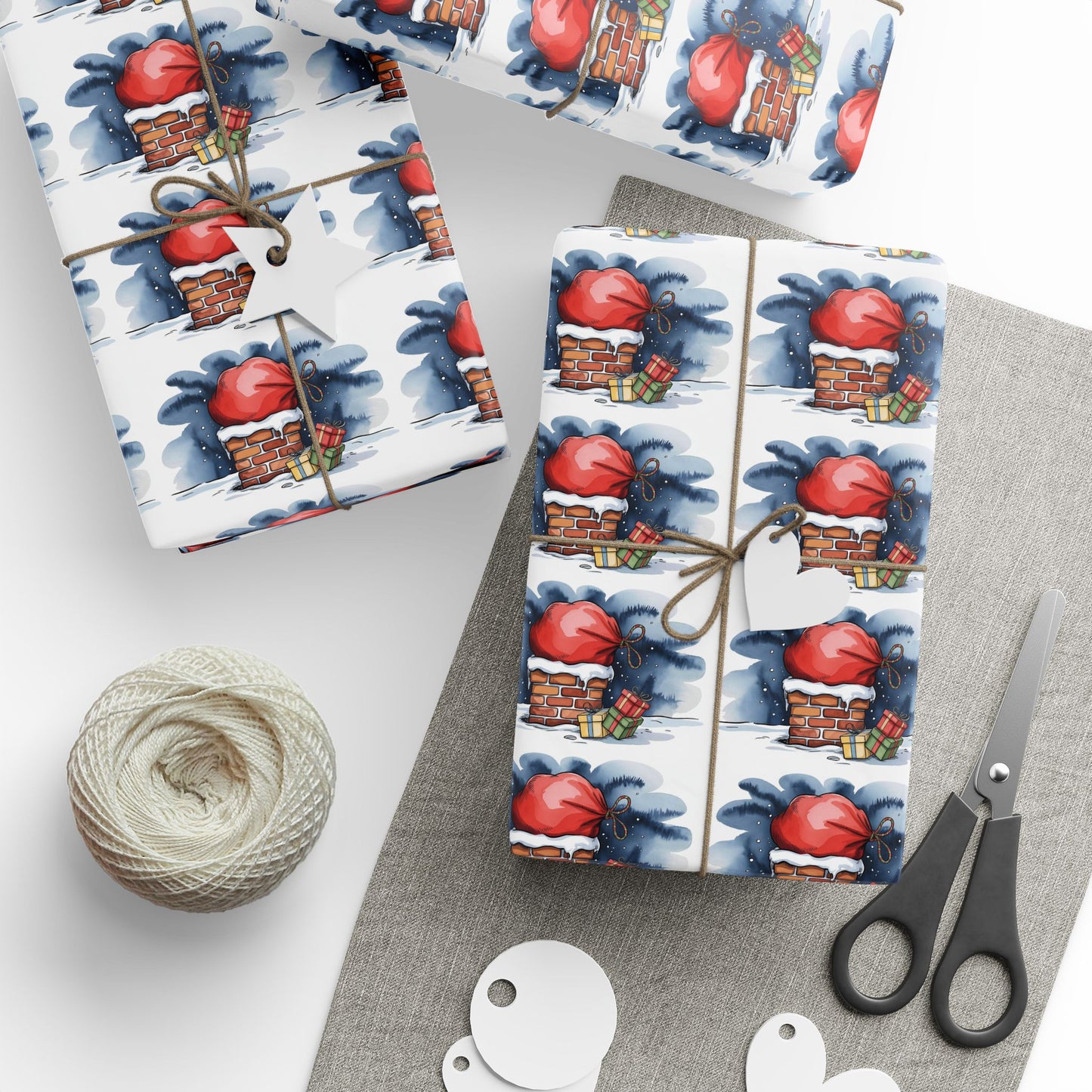 Wrapping Paper - Cute Cartoon Heart and Gift Pattern, Valentine’s Day & Birthday Gift Wrap