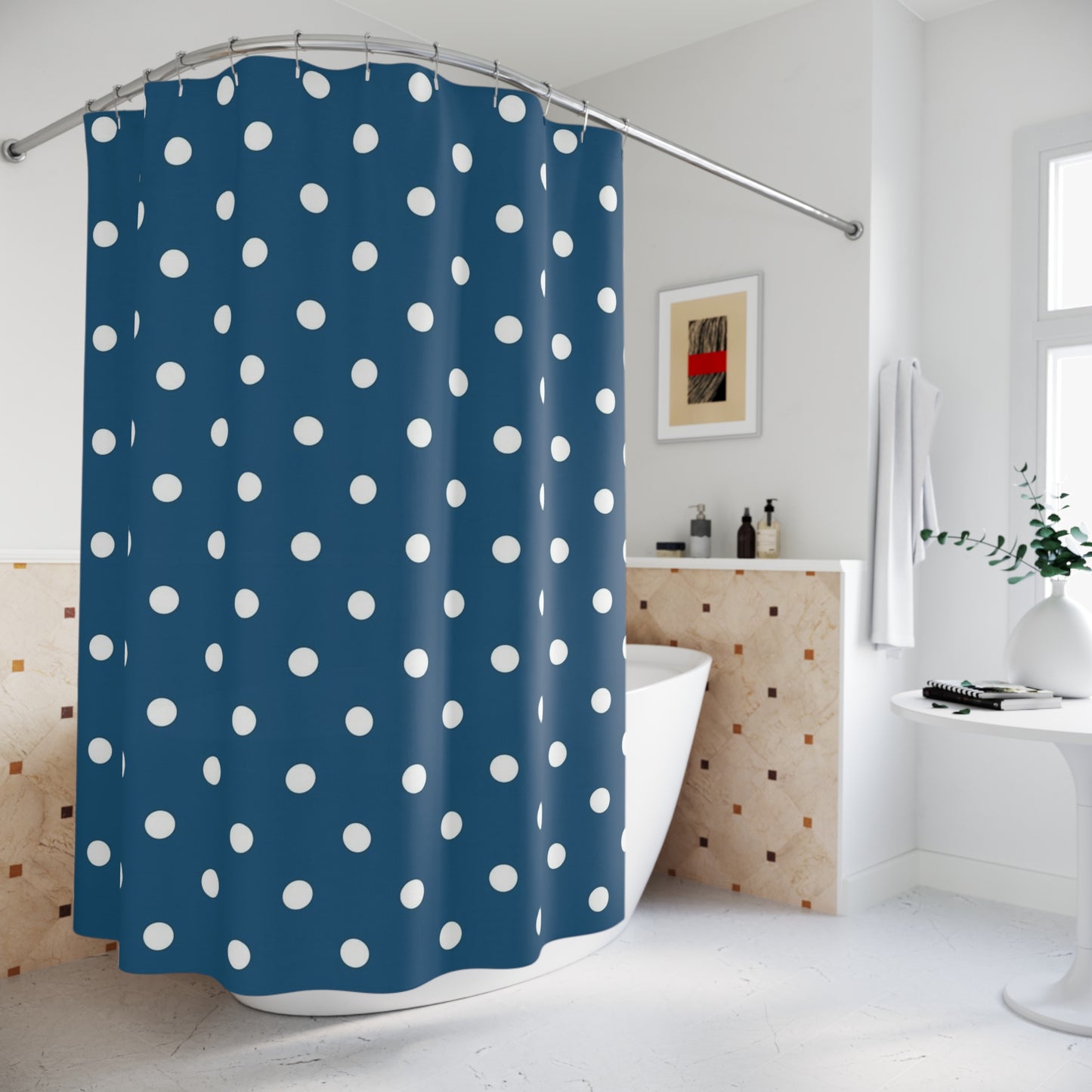 Nautical Polka Dot Shower Curtain - Chic Bathroom Decor, Beach House Style, Gift for Homeowners, Stylish Bathroom Accessory, Unique [...]