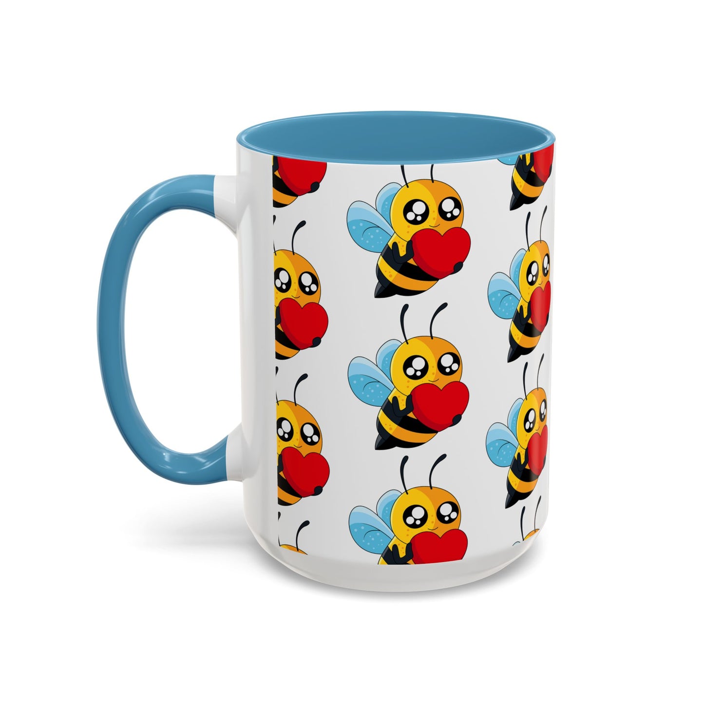 Cute Bee Love Accent Coffee Mug,  Cute Floral Mug, Cheerful Bee Design
