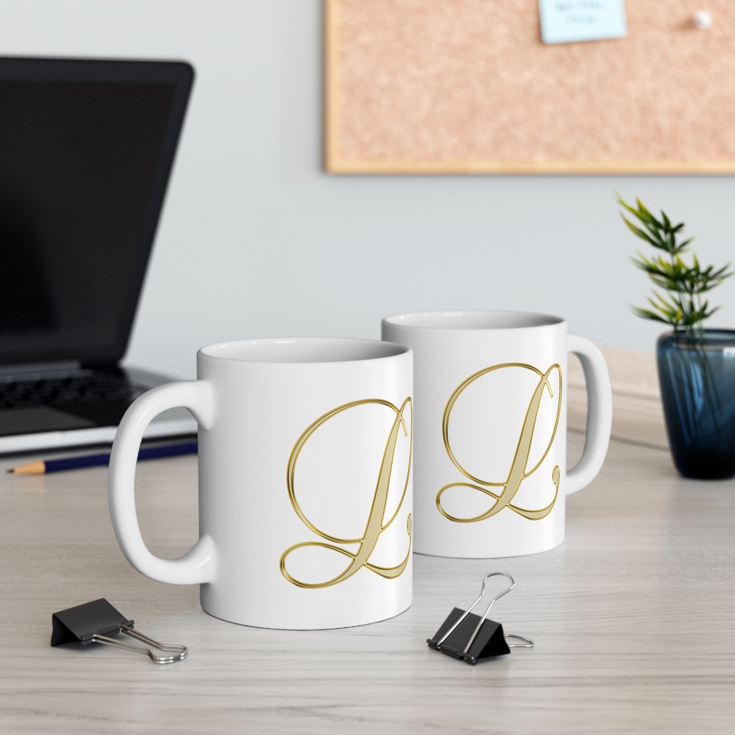 Gold Script Love Ceramic Mug — Elegant Valentine's Day Coffee Cup (11oz, 15oz)