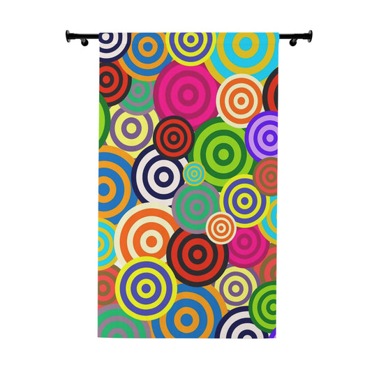 Colorful Abstract Circles Window Curtains, Bohemian Home Decor, Modern Room Divider, Vibrant Drapes for Living Room, Funky Bedroom Curtains