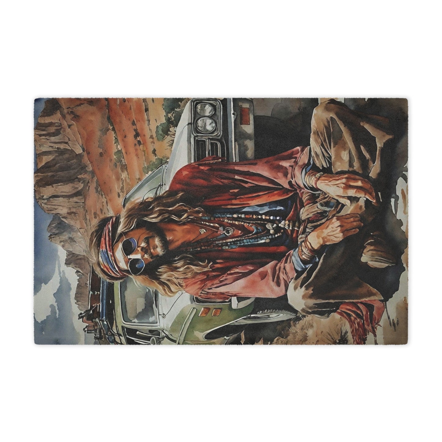 Hippie Road Trip Minky Blanket — Vintage Boho Camper Throw