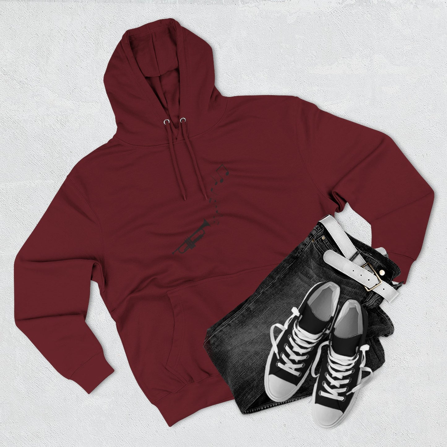 Trumpet Music Notes Hoodie — Minimalist Jazz Instrument Pullover