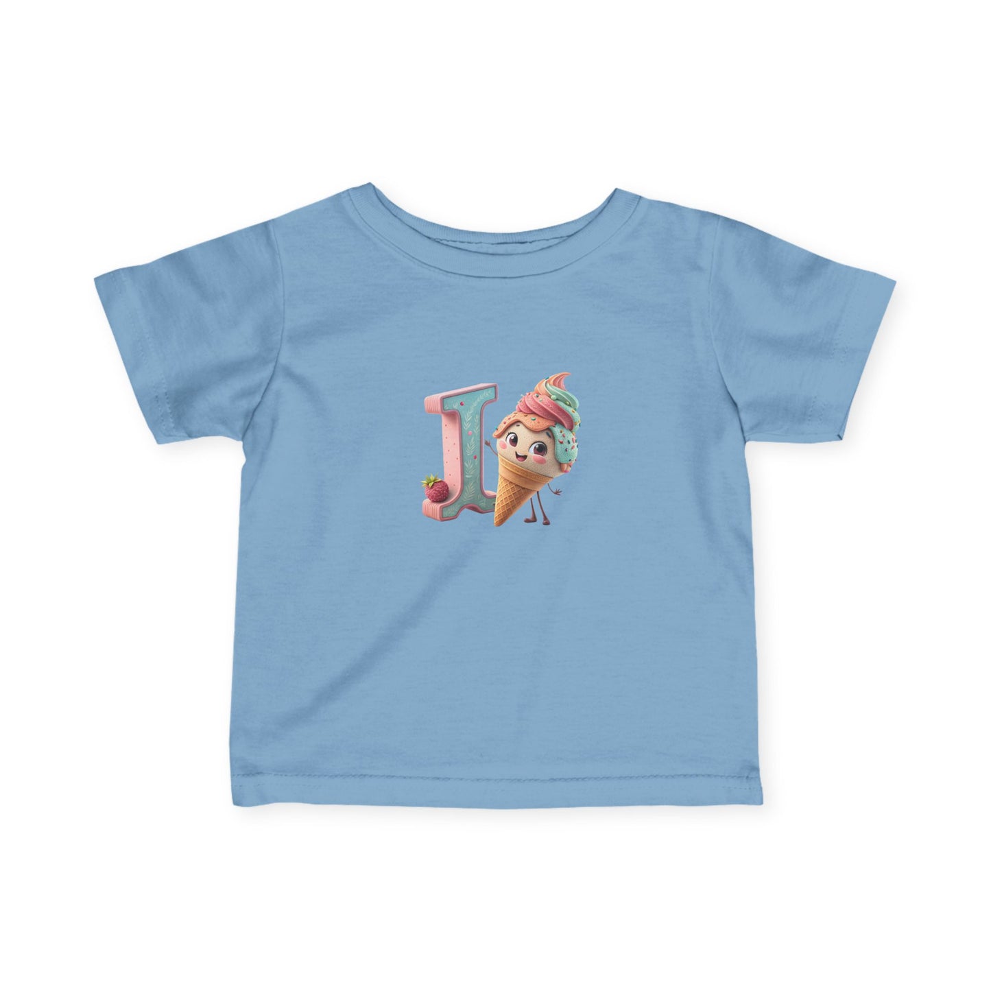 Cute Ice Cream Initial Infant Tee, Baby Shirt, Toddler Clothing, Summer Outfit, Personalized Gift, Kids Apparel