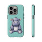 Cute Hippo Phone Case, Tough Phone Cover, Fun Animal Case, Gift for Kids, Cute Decor, Birthday Present