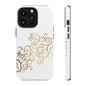 Elegant Floral Phone Case, Tough Cases, Gold Swirls, Stylish Protection, Trendy Gift, Chic Accessory