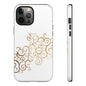 Elegant Floral Phone Case, Tough Cases, Gold Swirls, Stylish Protection, Trendy Gift, Chic Accessory
