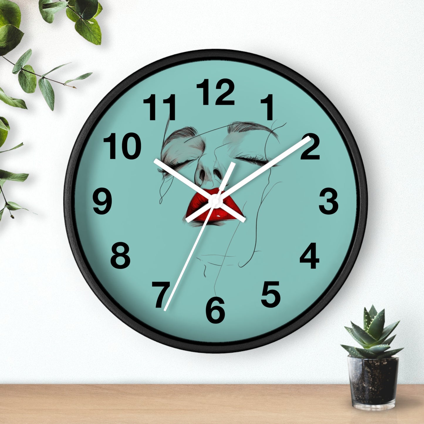 Modern Art Wall Clock - Abstract Lips Design, Home Decor, Gift for Her, Unique Wall Decor, Feminine Artwork, Stylish Timepiece